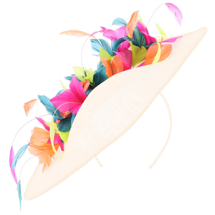 Rainbow Large 38cm Sinamay Disc Headband Fascinator, from Elegance Boardmans