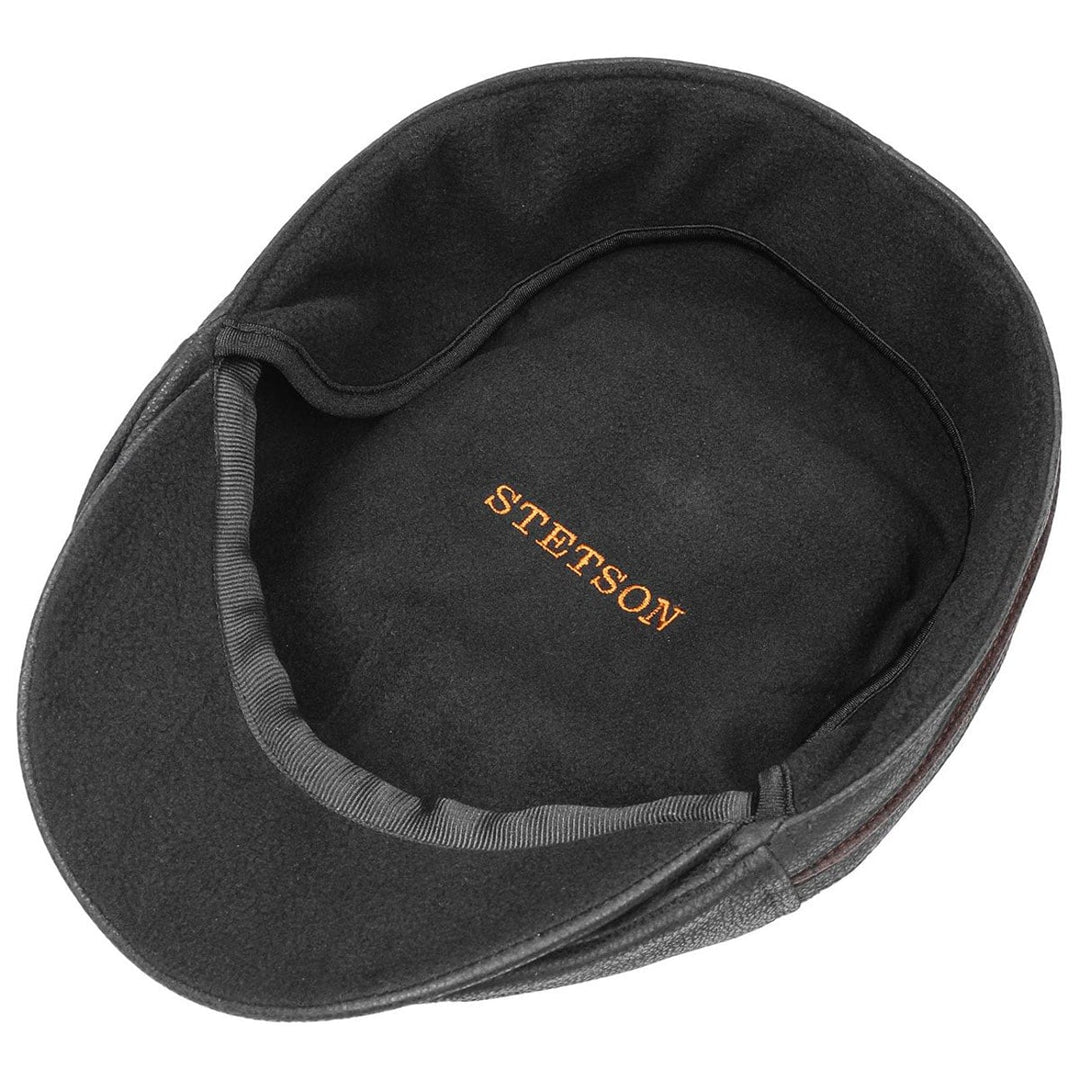 Stetson Leather Redding Earflap Cap in Black
