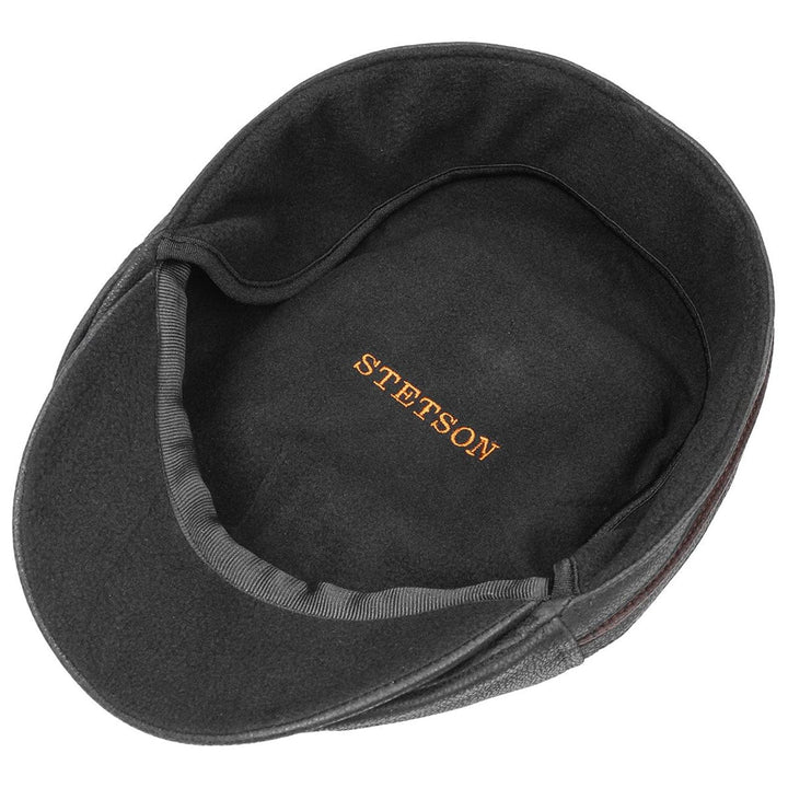 Stetson Leather Redding Earflap Cap in Black
