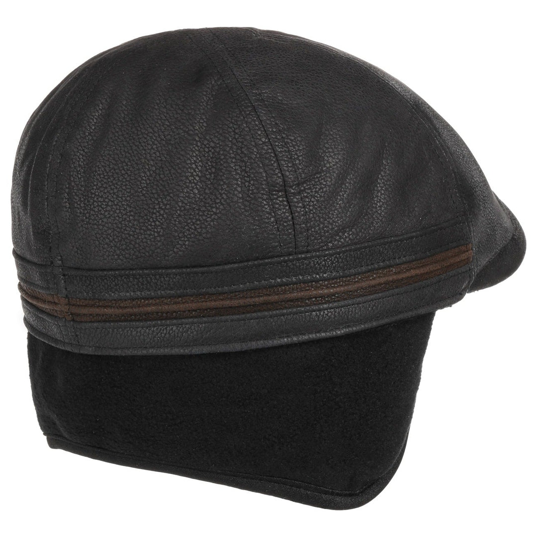 Stetson Leather Redding Earflap Cap in Black