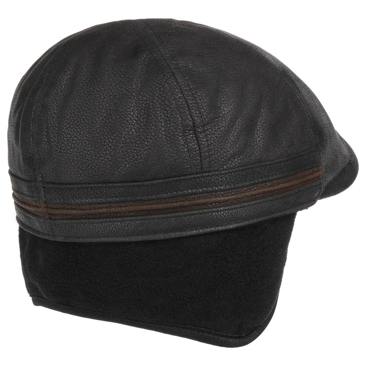 Stetson Leather Redding Earflap Cap in Black