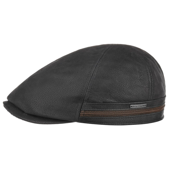 Stetson Leather Redding Earflap Cap in Black