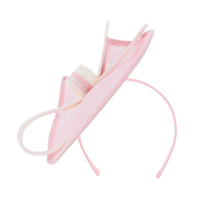 Light Pink/Ivory Rosina Small Sinamay Disc Headband Fascinator, from Elegance Boardmans
