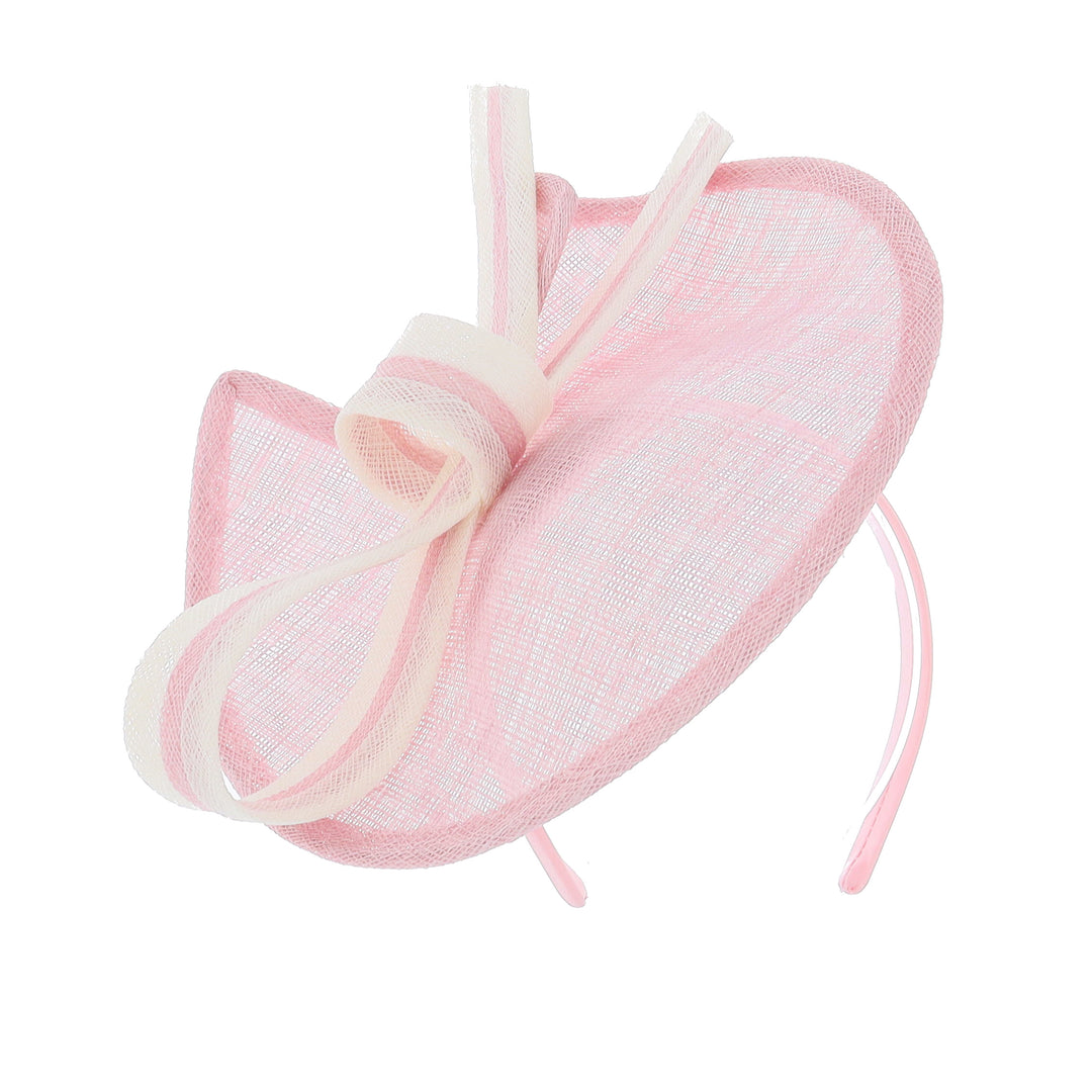 Light Pink/Ivory Rosina Small Sinamay Disc Headband Fascinator, from Elegance Boardmans