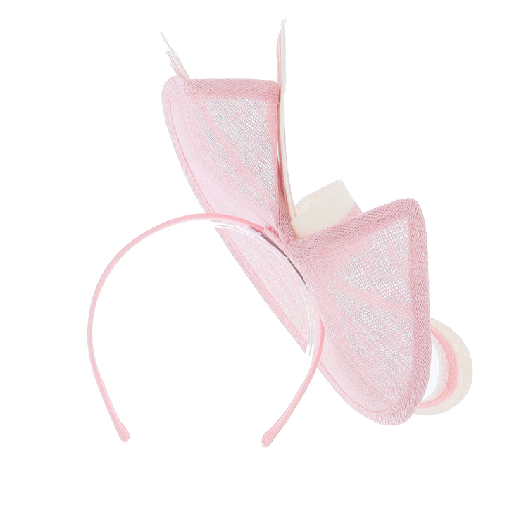 Light Pink/Ivory Rosina Small Sinamay Disc Headband Fascinator, from Elegance Boardmans