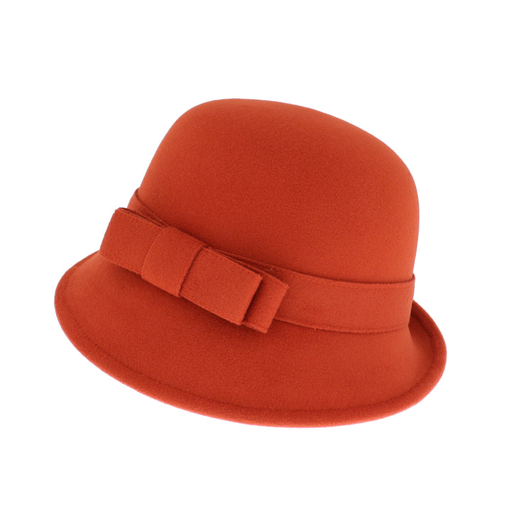 Ladies Cloche With Bow Rust