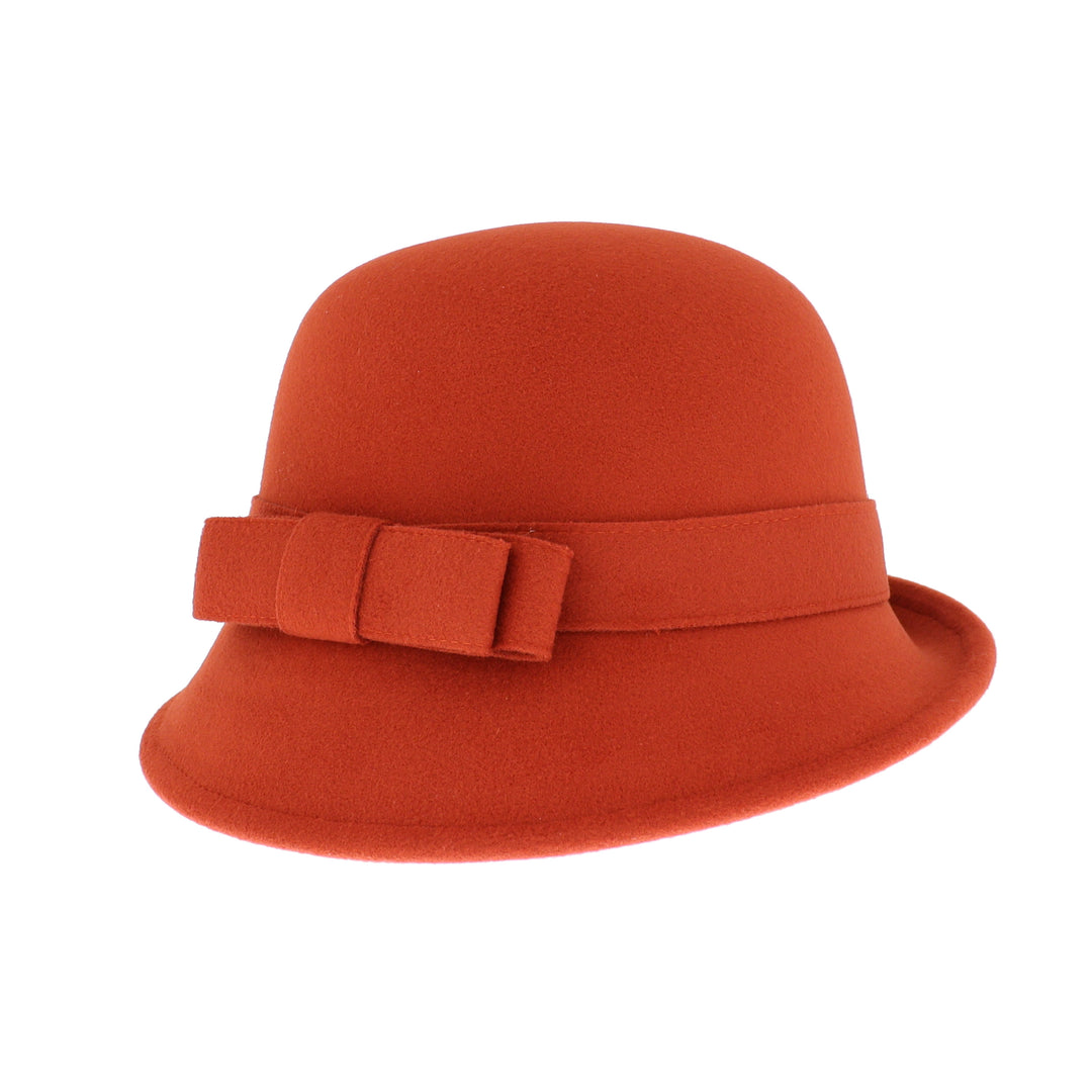 Ladies Cloche With Bow Rust