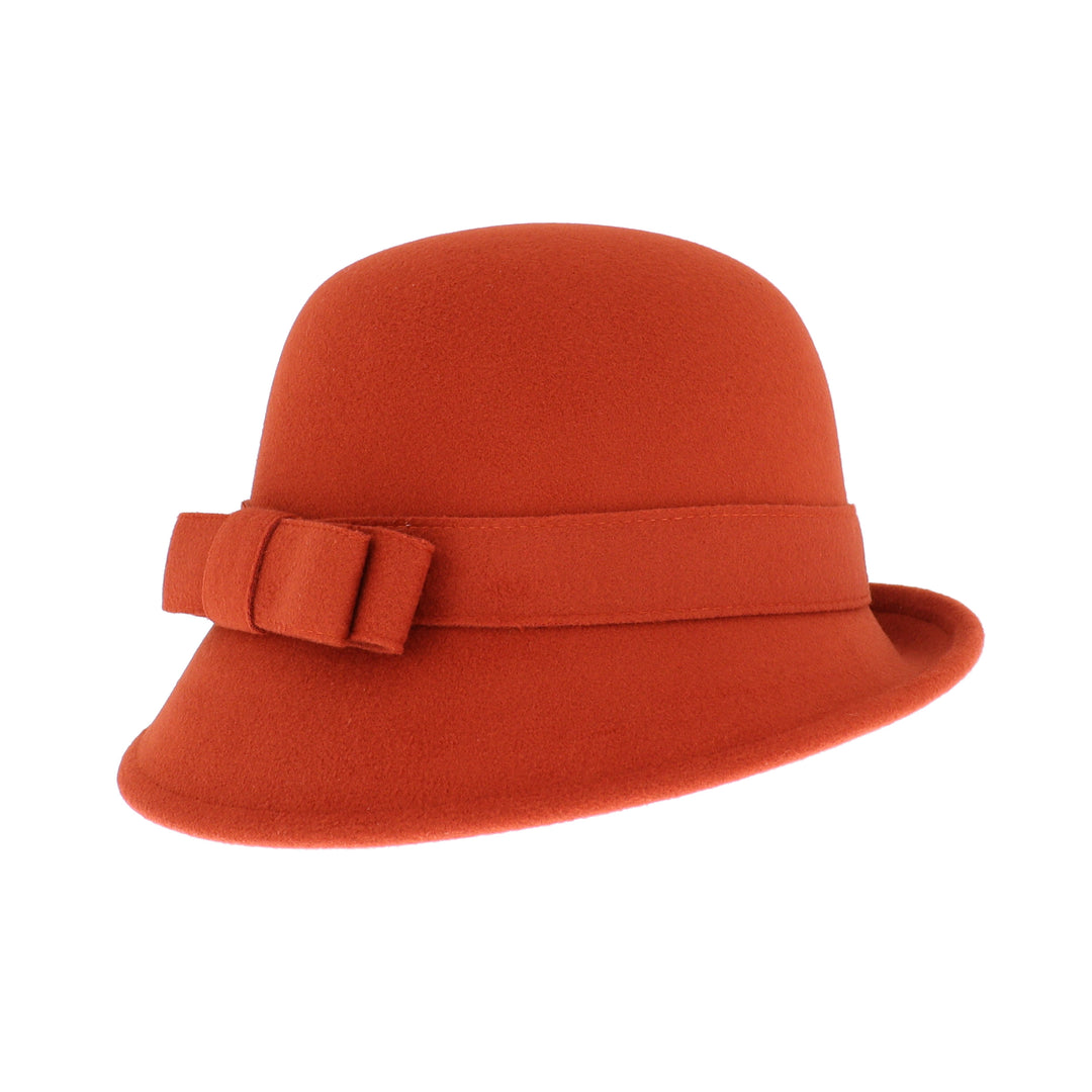 Ladies Cloche With Bow Rust