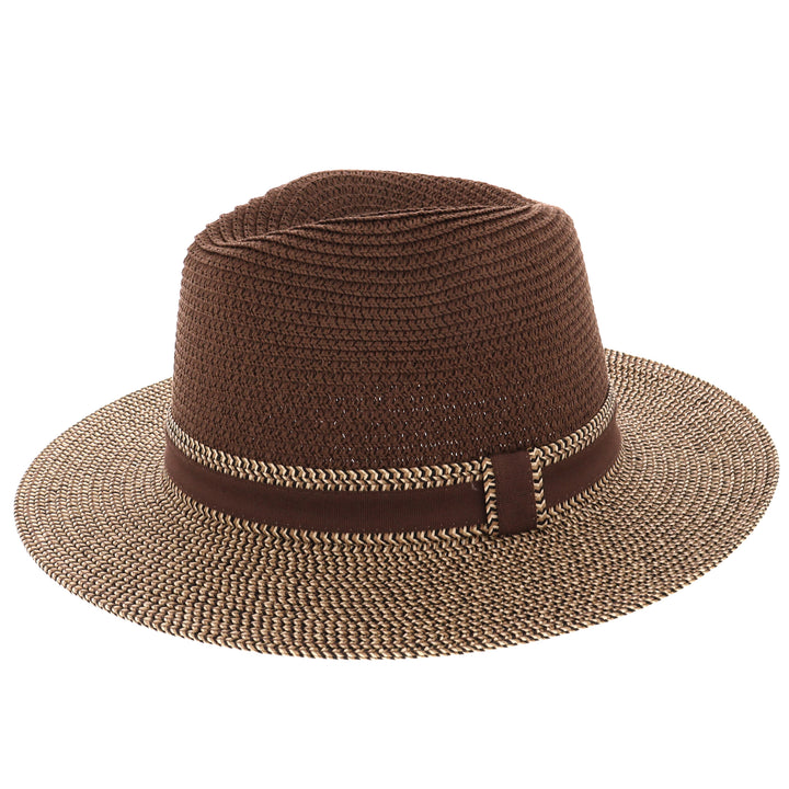 Summer Straw Fedora Hat Brown