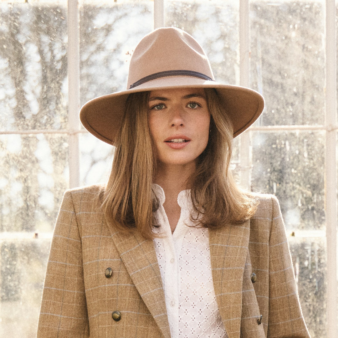 Barbour 'Tack' Ladies 100% Wool Fedora in Camel