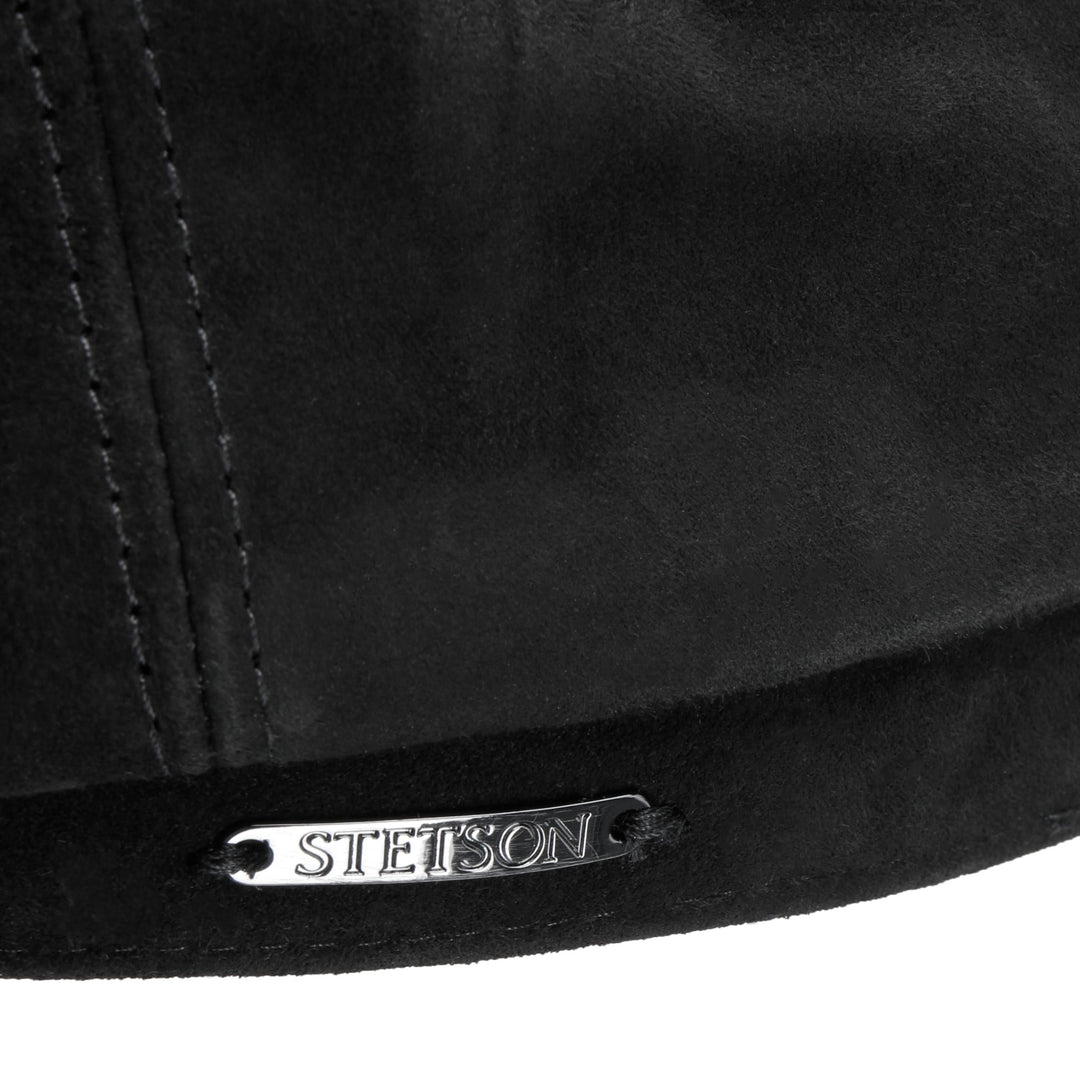Stetson Hatteras Goat Suede Leather Bakerboy Cap Black
