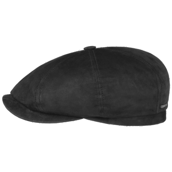 Stetson Hatteras Goat Suede Leather Bakerboy Cap Black