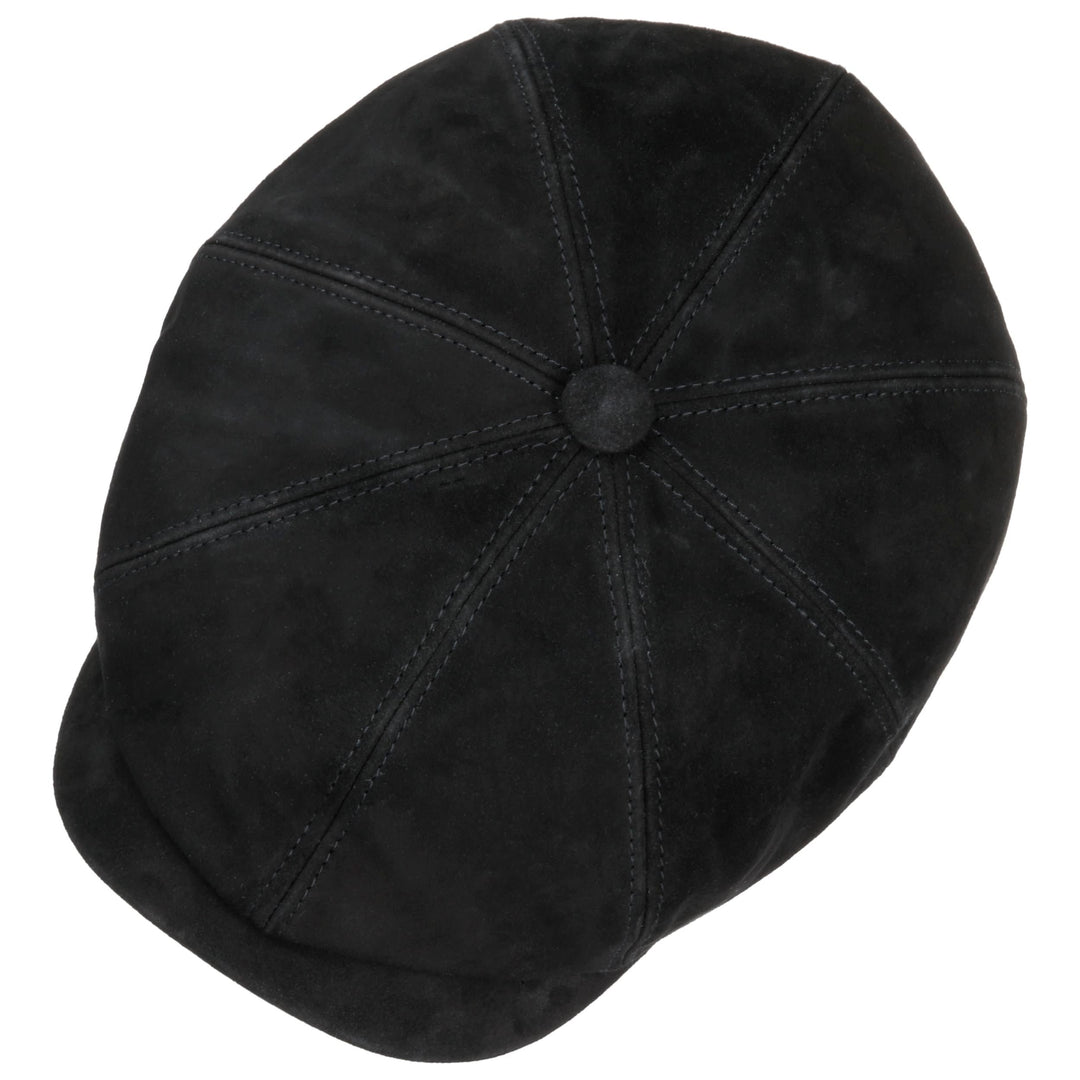 Stetson Hatteras Goat Suede Leather Bakerboy Cap Black