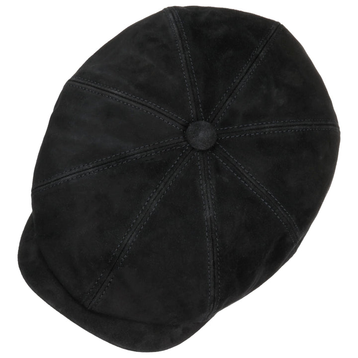 Stetson Hatteras Goat Suede Leather Bakerboy Cap Black