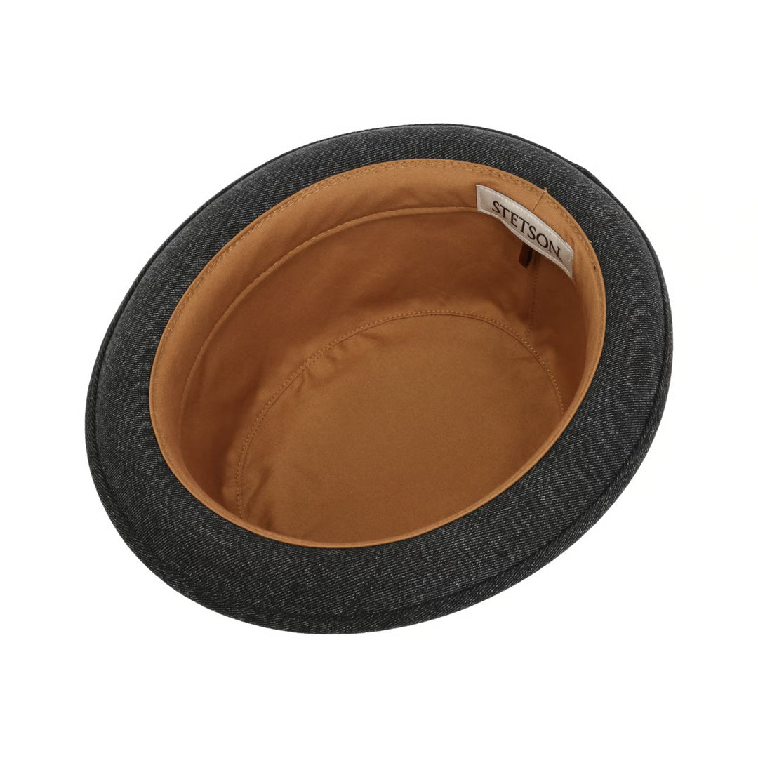 Stetson Denim Pork Pie Hat In Black