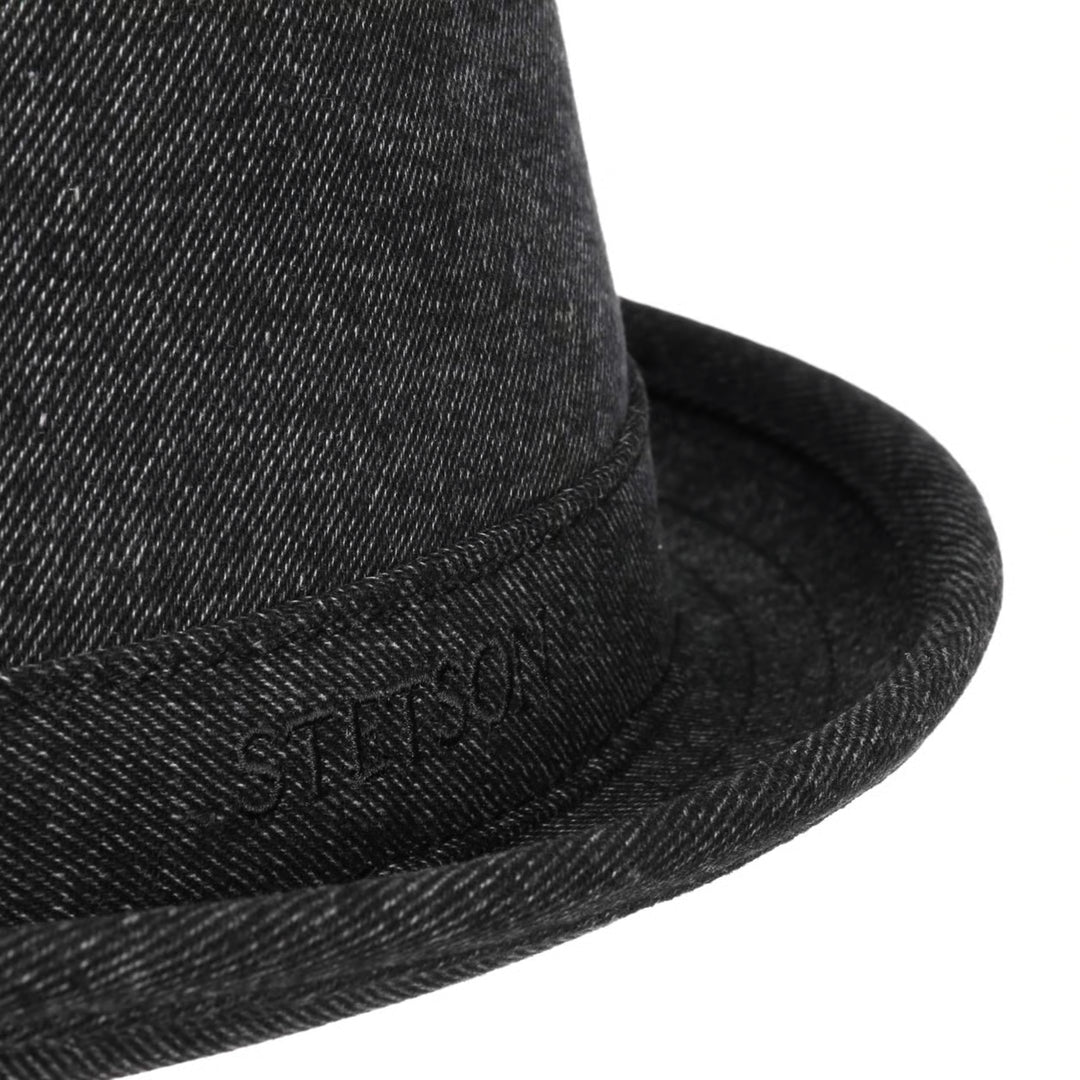 Stetson Denim Pork Pie Hat In Black