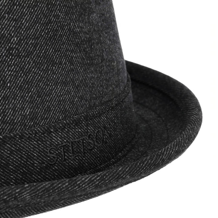 Stetson Denim Pork Pie Hat In Black