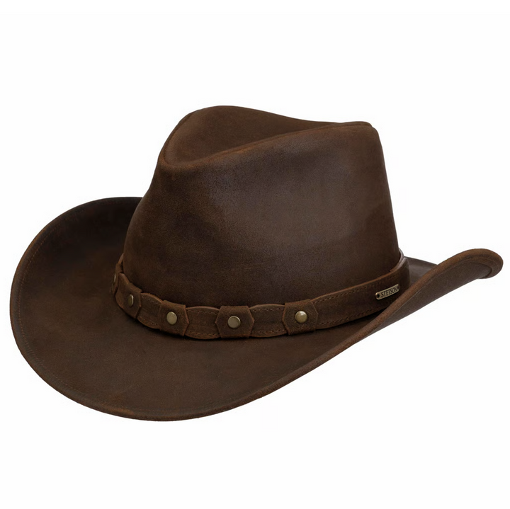 Stetson Calf Split Western Leather Hat Brown