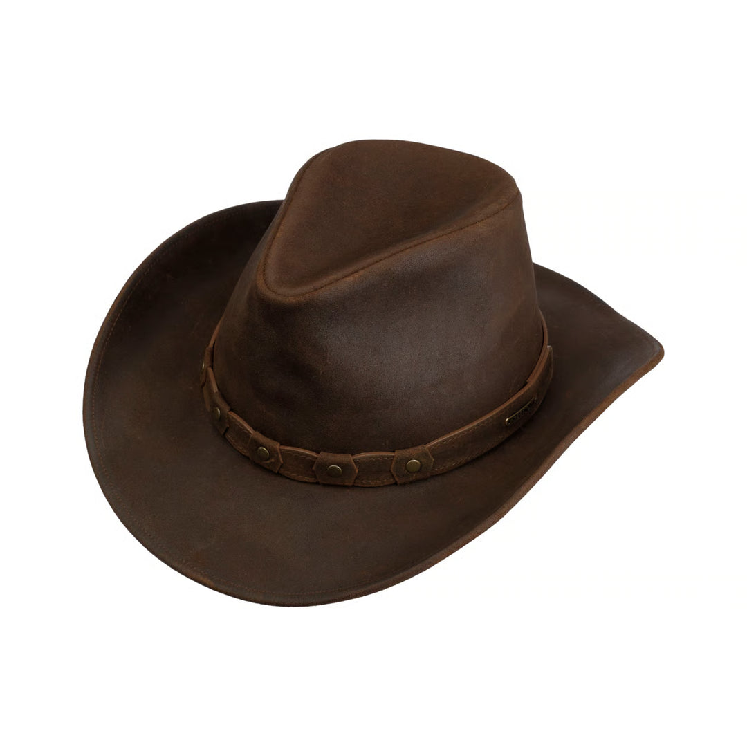Stetson Calf Split Western Leather Hat Brown