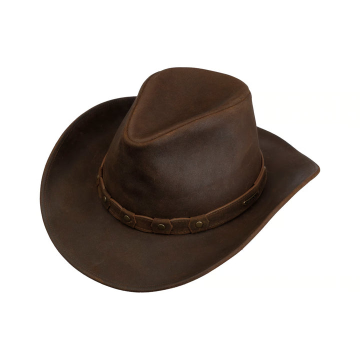 Stetson Calf Split Western Leather Hat Brown