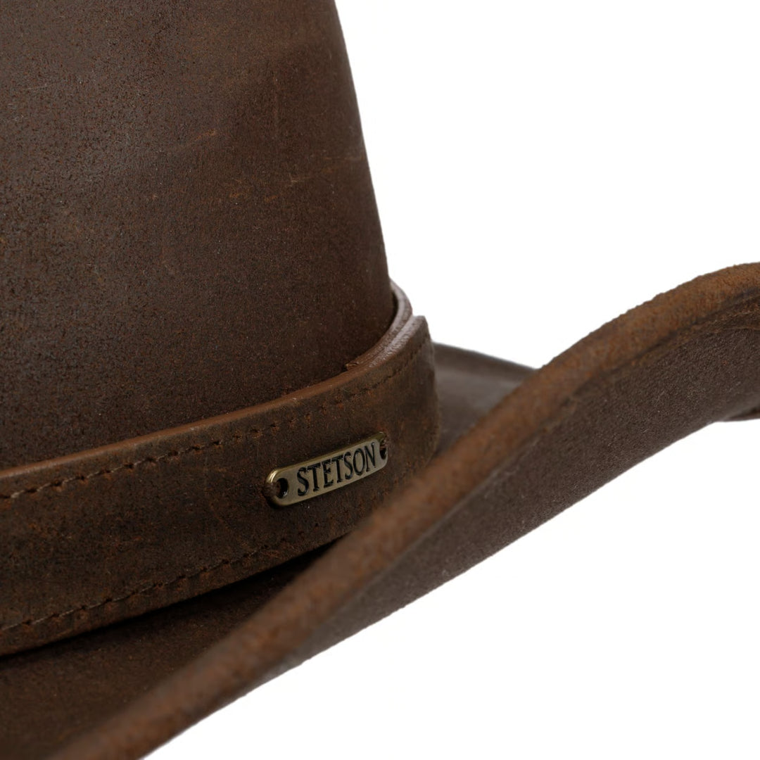 Stetson Calf Split Western Leather Hat Brown