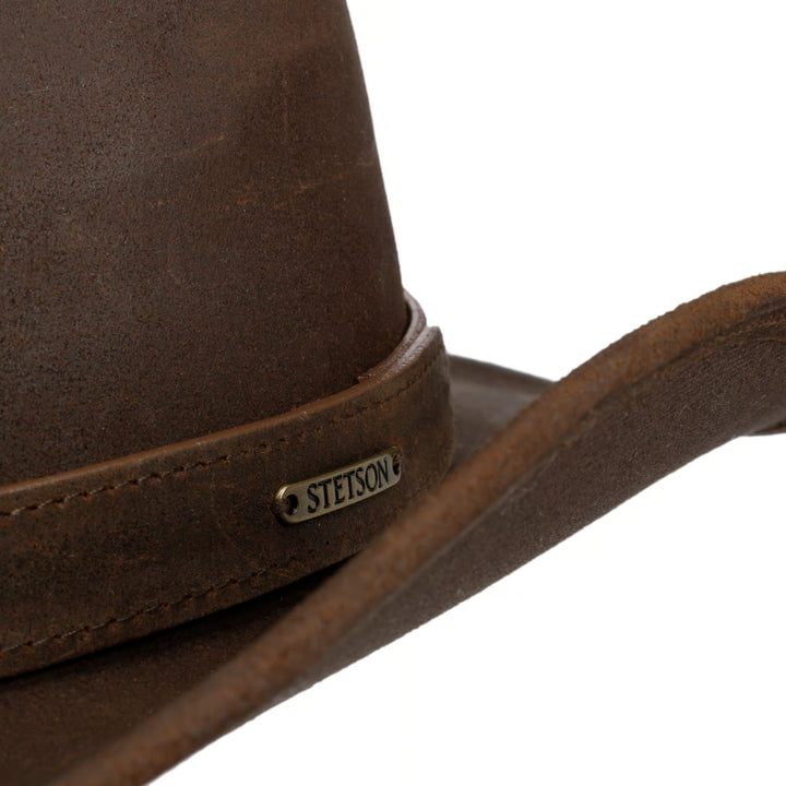 Stetson Calf Split Western Leather Hat Brown