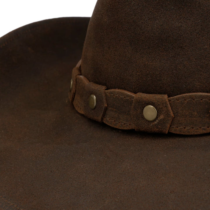 Stetson Calf Split Western Leather Hat Brown