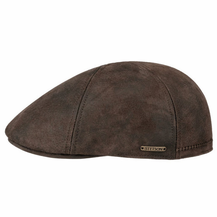 Stetson Texas Leather Gatsby Cap Brown
