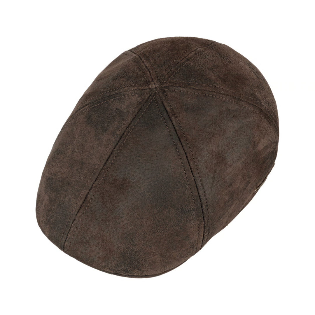 Stetson Texas Leather Gatsby Cap Brown