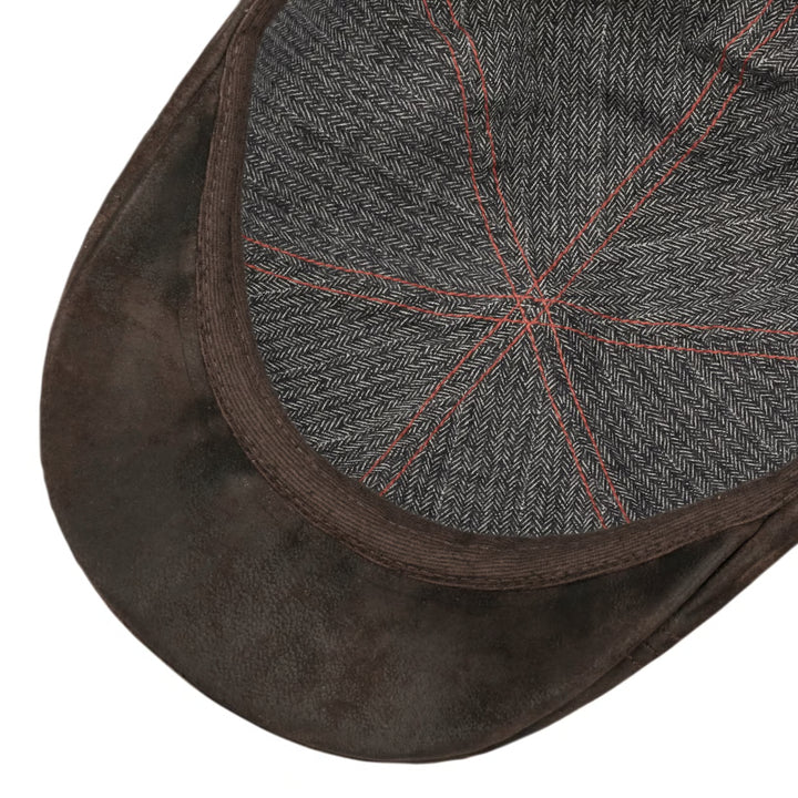 Stetson Texas Leather Gatsby Cap Brown