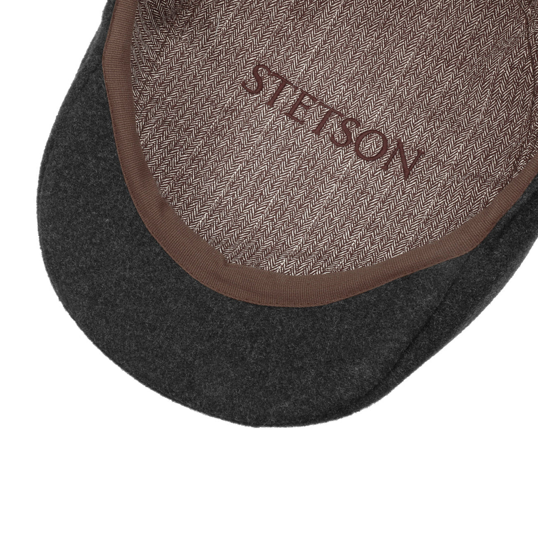 Stetson Reid Wool Flat Cap with Cashmere in Anthracite