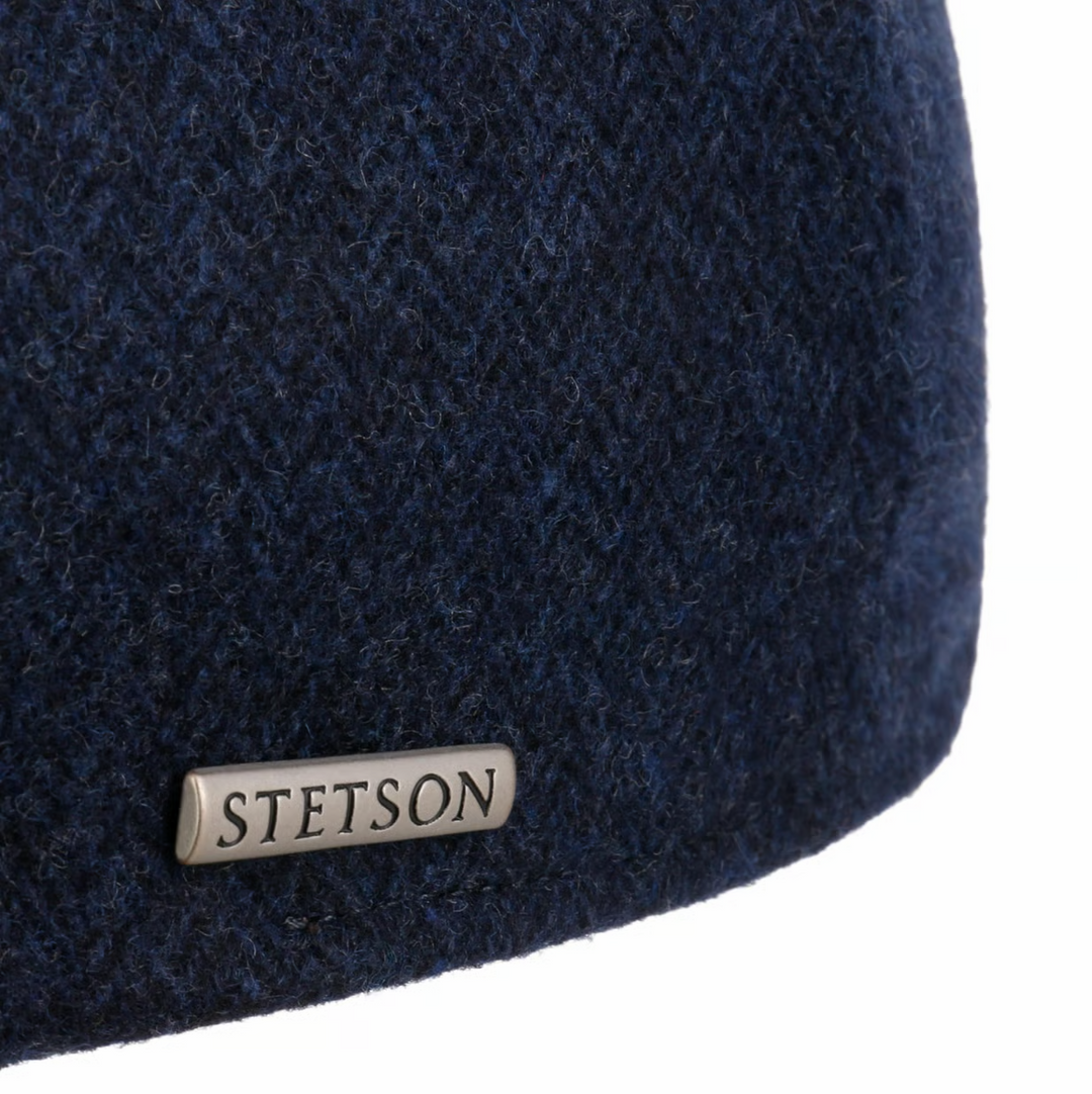Stetson Texas Finningley 6 Panel Flat Cap in Navy Herringbone