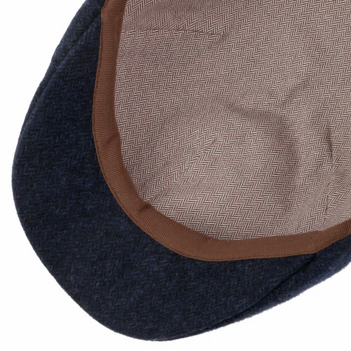 Stetson Texas Finningley 6 Panel Flat Cap in Navy Herringbone