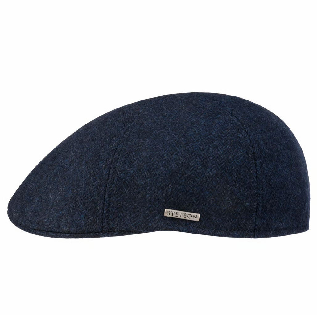 Stetson Texas Finningley 6 Panel Flat Cap in Navy Herringbone