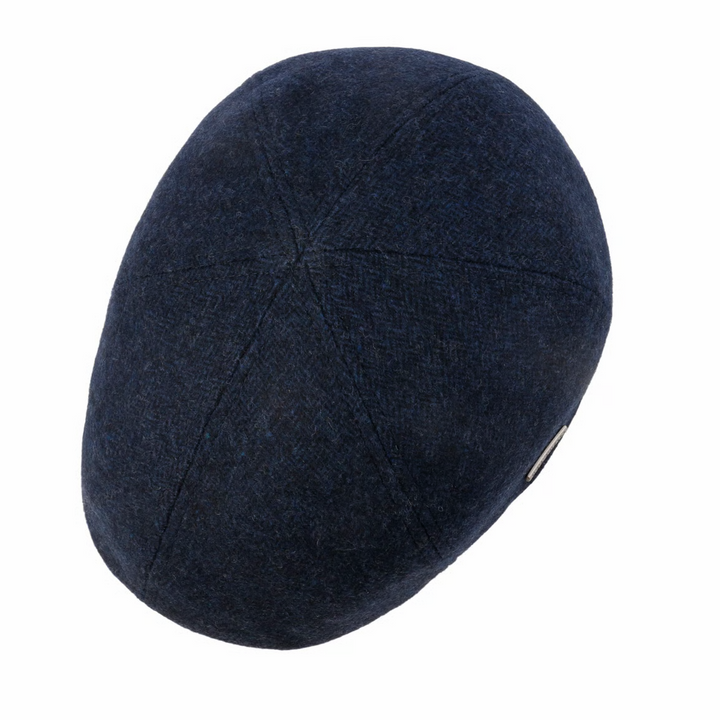 Stetson Texas Finningley 6 Panel Flat Cap in Navy Herringbone