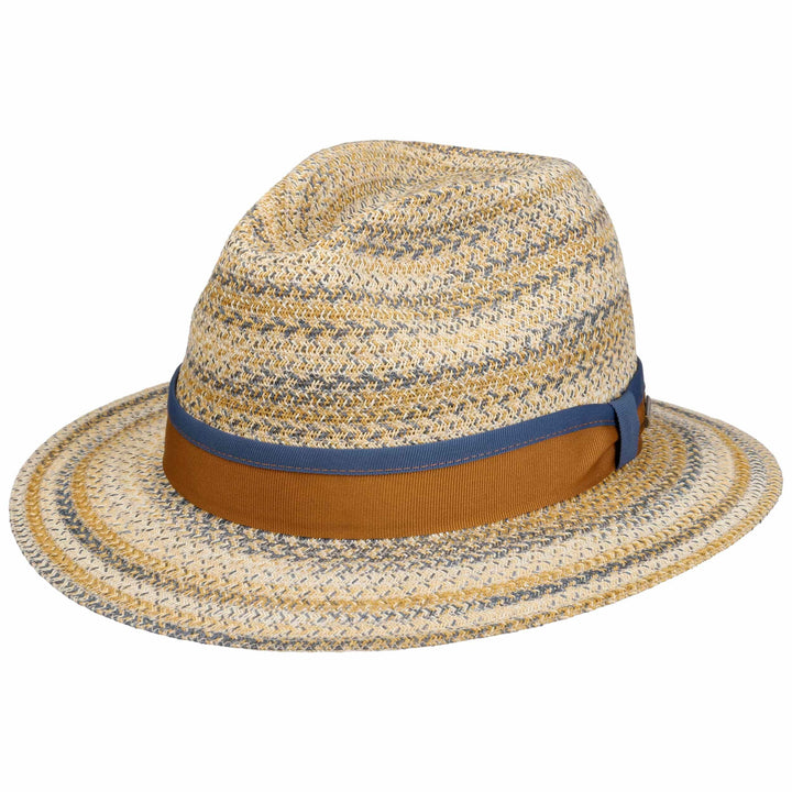 Stetson Toyo Straw Traveller Summer Fedora Hat Natural/Blue