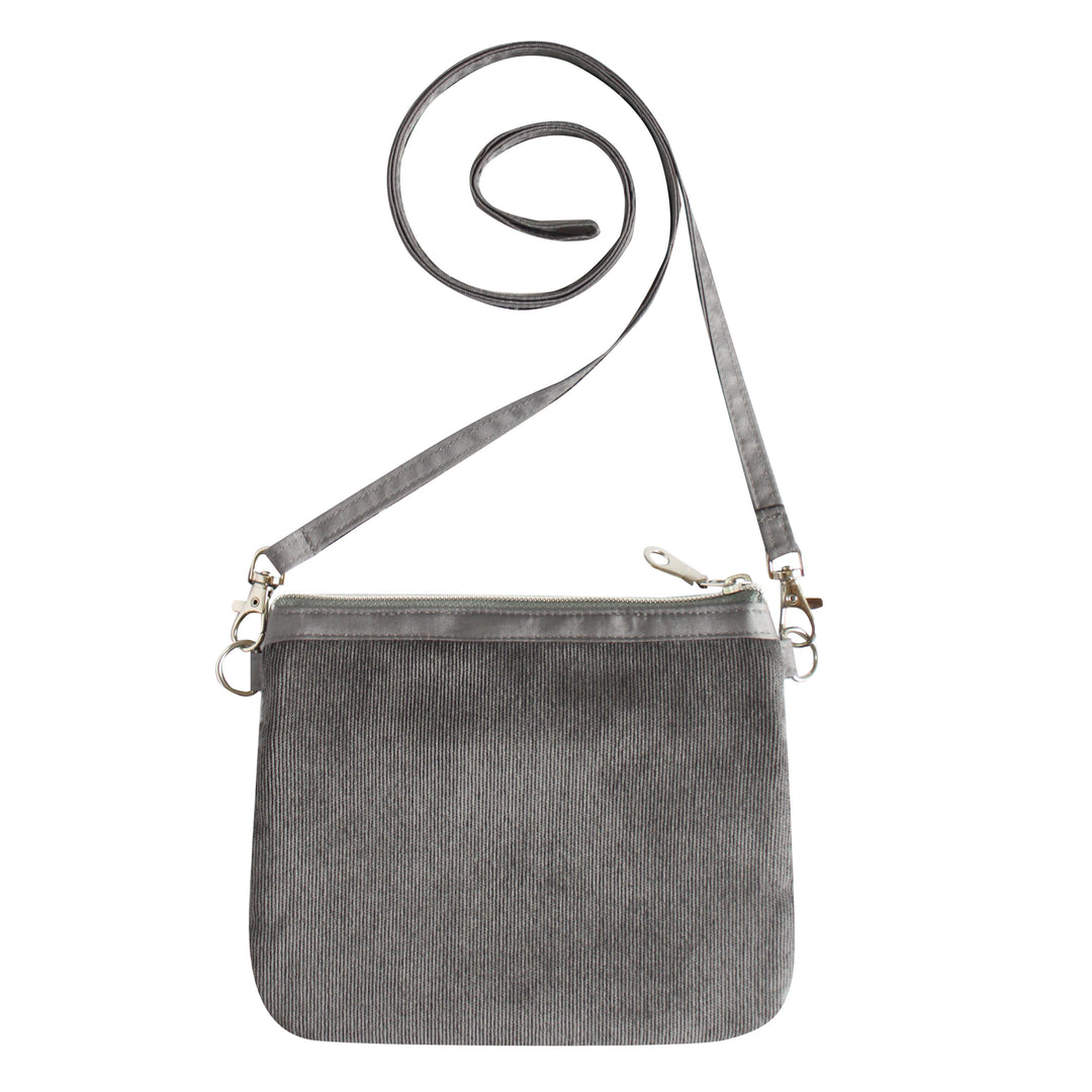 Teal Small Tweed 3-zip Pouch Cross Body Bag by Earth Squared