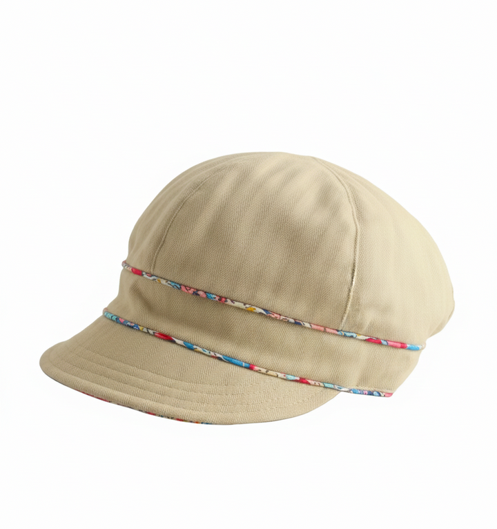 Ladies Cotton Sun Cap With Floral Printed Trim