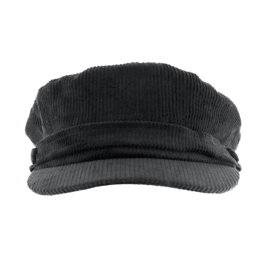 Lennon Cord Mariner Breton Cap in Black