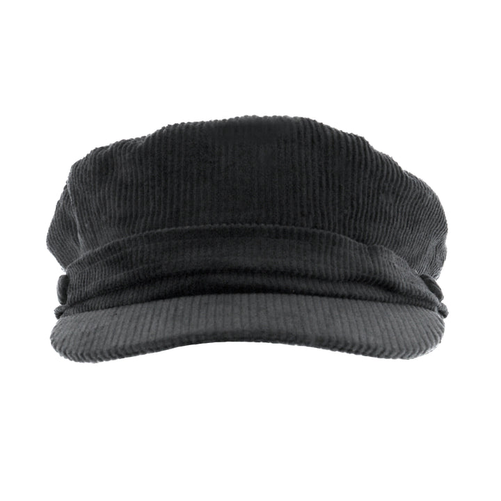 Lennon Cord Mariner Breton Cap in Black