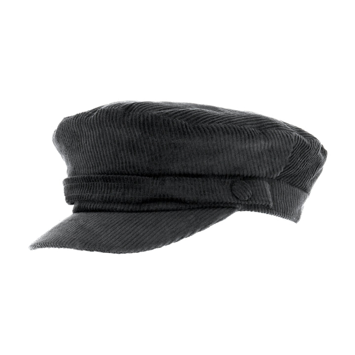 Lennon Cord Mariner Breton Cap in Black