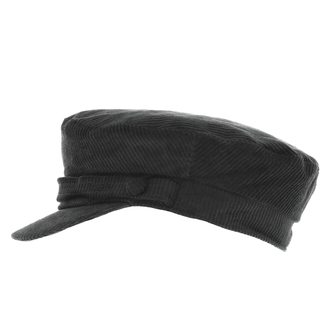 Lennon Cord Mariner Breton Cap in Black