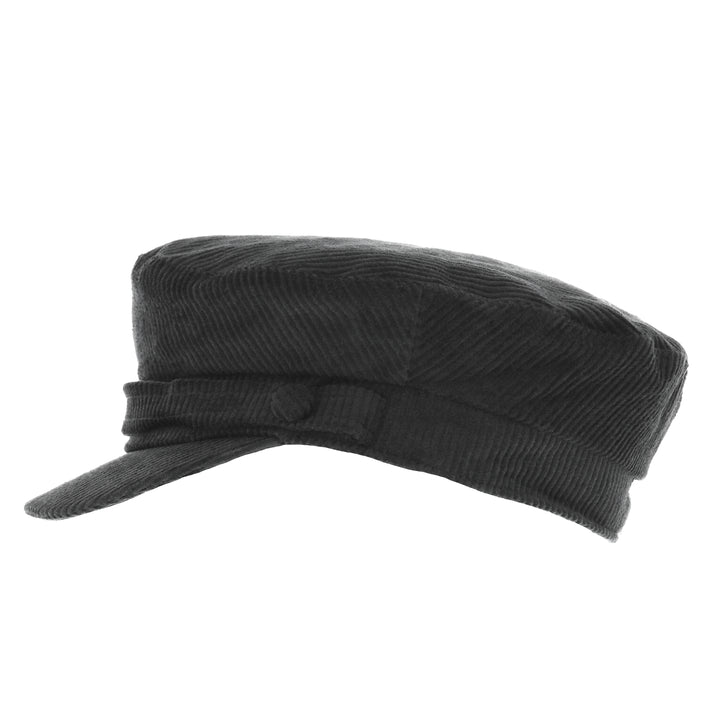 Lennon Cord Mariner Breton Cap in Black