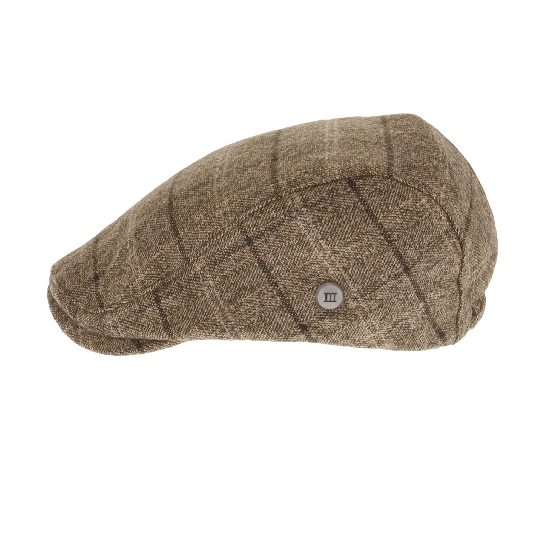 Brown Check Dolan Flat Cap From Tresanti