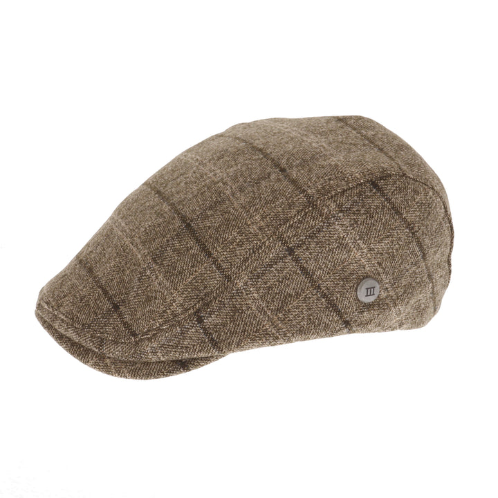 Brown Check Dolan Flat Cap From Tresanti