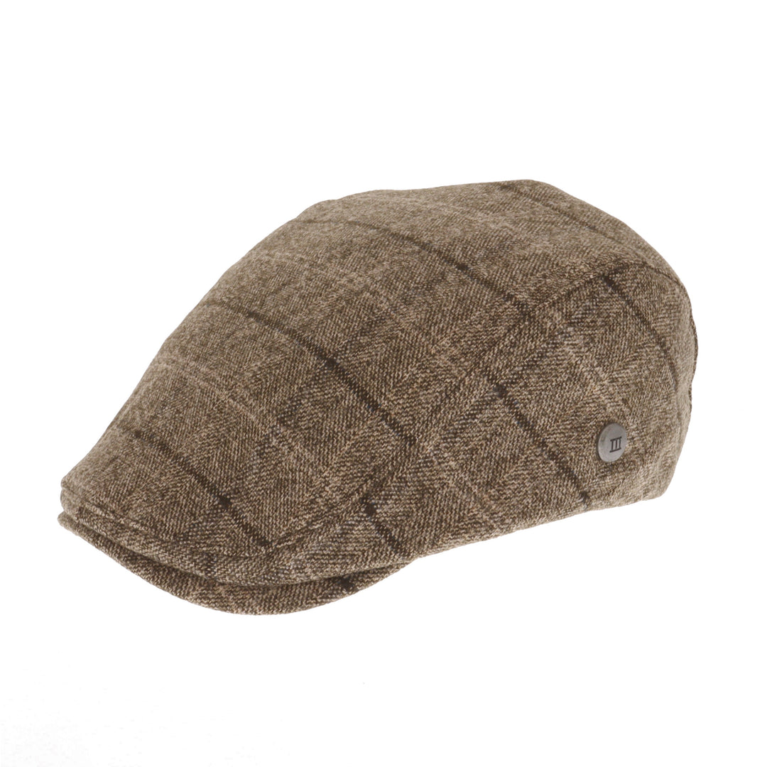 Brown Check Dolan Flat Cap From Tresanti