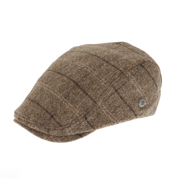 Brown Check Dolan Flat Cap From Tresanti