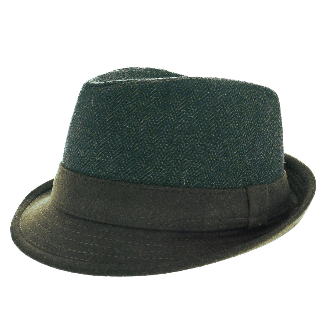 Green Herringbone Trilby Hat