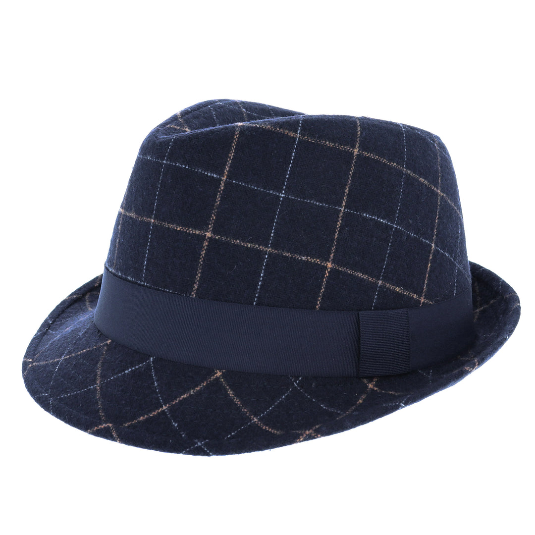 Blue Check Trilby Hat