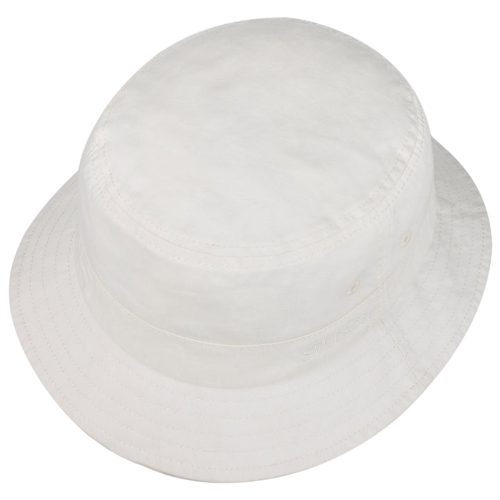 Stetson Cotton Twill Bucket Hat in White